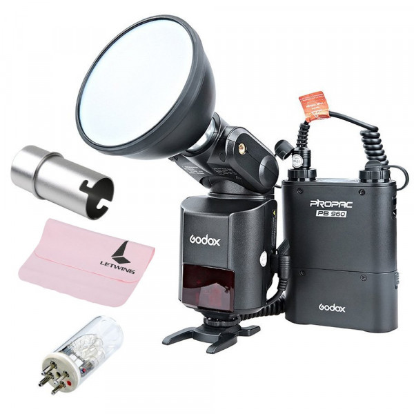 Godox WITSTRO ad360ii-n TTL 360 W GN80 Leistungsstark 2.4 G Wireless X-System Speedlite Flash Light + 4500 mAh PB960 Lithium-Akku + Bare Leuchtmittel 360 W Tube Flash + ad-s15 verstellbar Abdeckung für Nikon Kamera-39